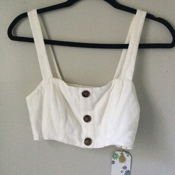 Show me your Mumu white linen Adeline crop top size xs - Picture 5 of 9